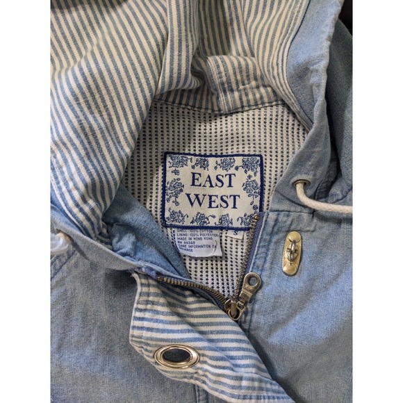 East West  Vintage Jean Jacket Acid Wash Street‎ Wear 80-90s Zip Up Women's S - Picture 3 of 10